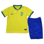 Brazil Kids Soccer Jersey Home Kit(Jersey+Shorts) World Cup 2022