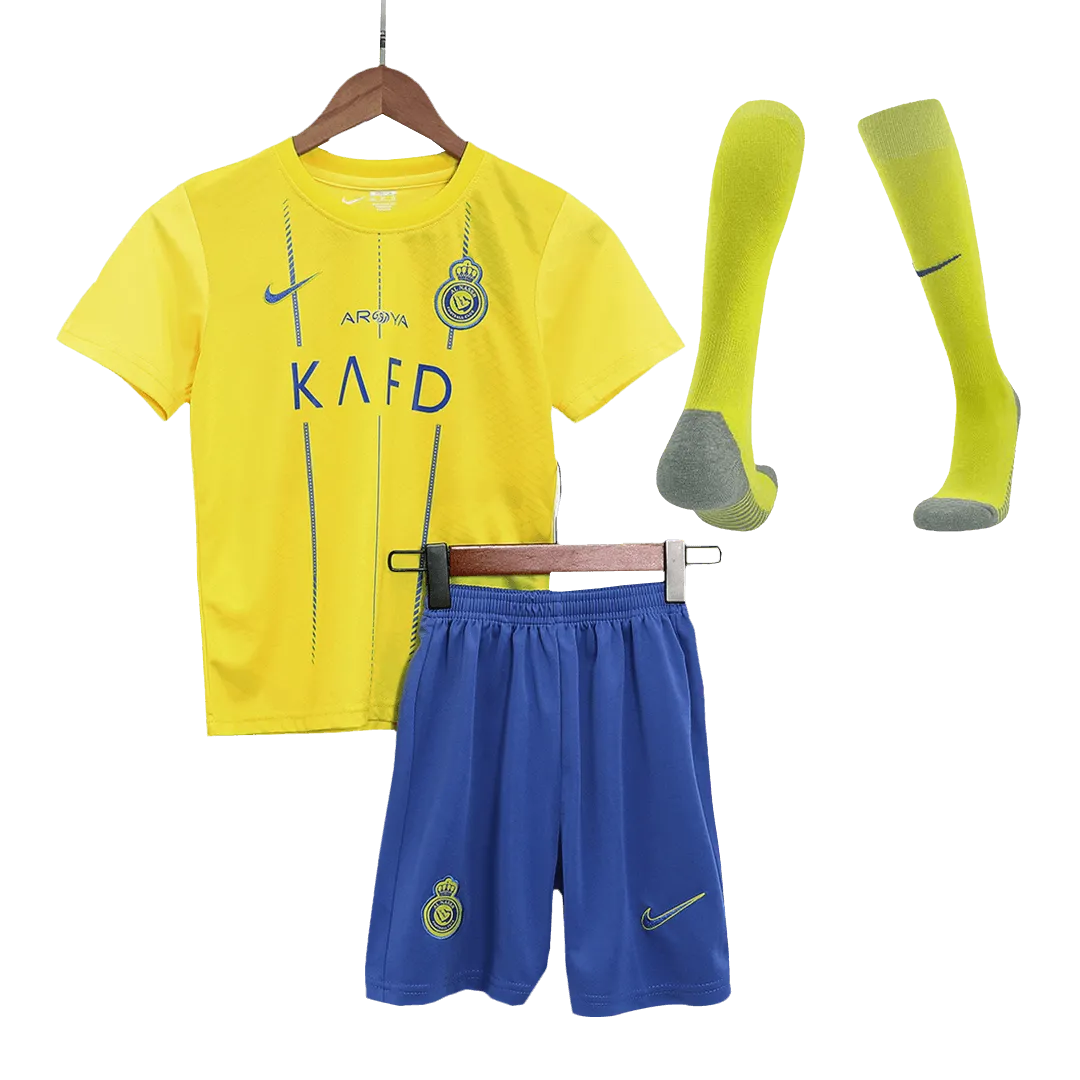 481a4d3701.webp 2023/24 Kids Al Nassr Home Whole Kit(Jersey+Shorts+Socks) - 图片 1