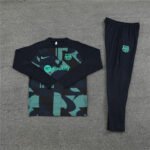 23-24 Barcelona Adults And Kids Training Suits Black&Green Tracksuits Jerseys - 图片 2